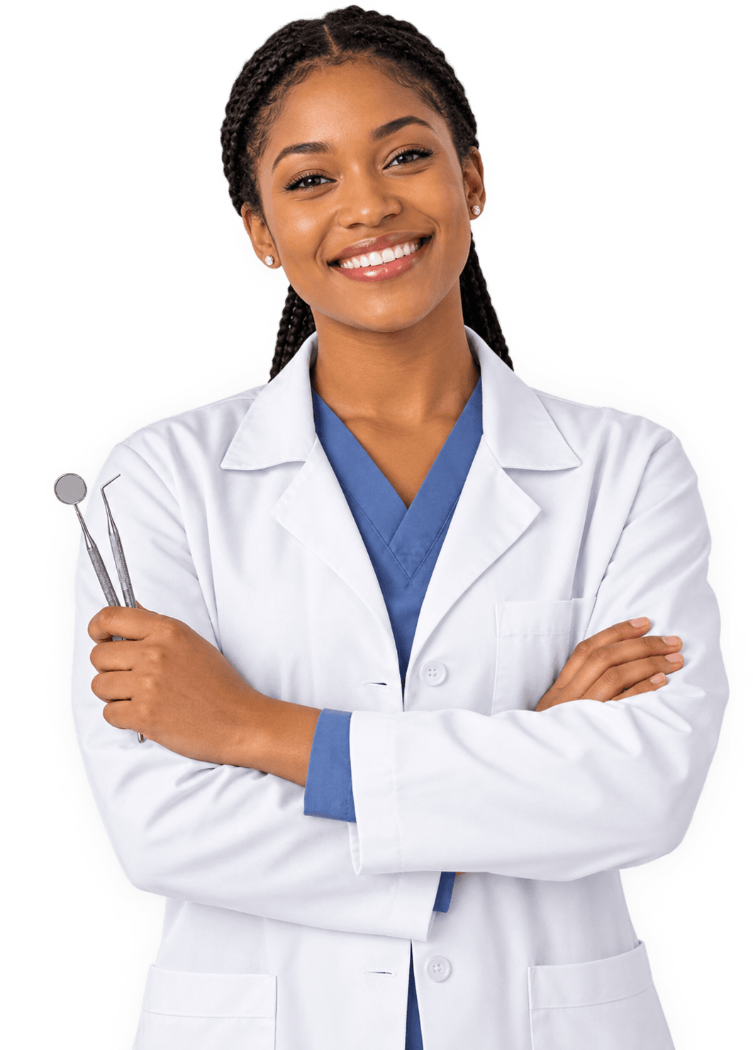 Smiling dentist ready to help